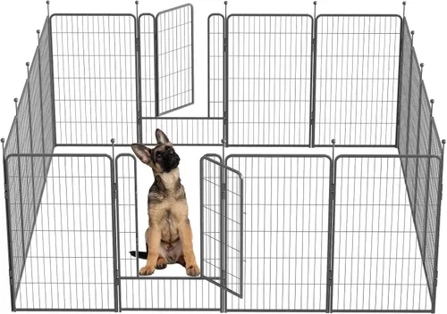 Miniatura 16 de Corralito para perros, 32/40/45 pulgadas de altura resistente, plegable para interiores y exteriores antioxidante, cerca de ejercicio para perros