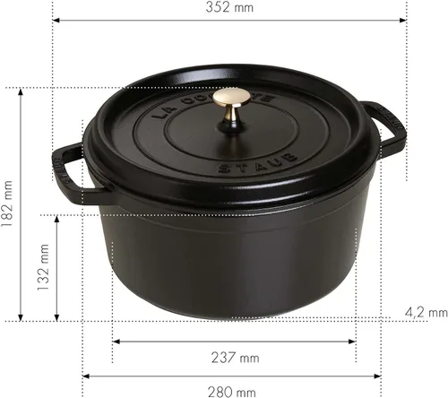 Miniatura 3 de Staub olla de hierro cocotte redonda de 6-1/4 cuartos de galón, Negro mate