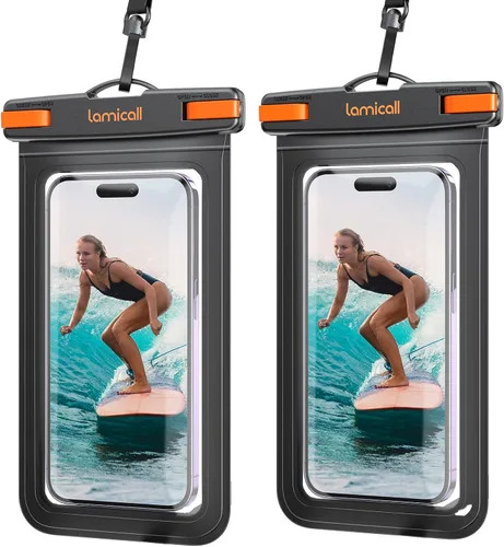 Miniatura 9 de Lamicall Funda impermeable para teléfono iPhone 17 16 15 14 13 12 Pro Max Plus XS, bolsas de equipo de natación para 4-7 pulgadas, negro y negro