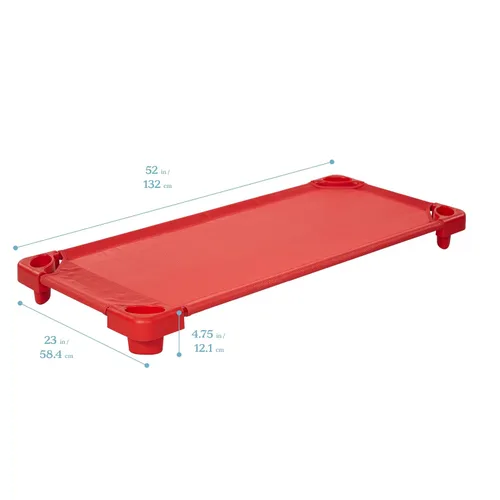 Miniatura 2 de ECR4Kids Catre Infantil Apilable, Listo para Ensamblar, Tamaño Estándar, Mobiliario de Aula, Verde, Paquete de 6
