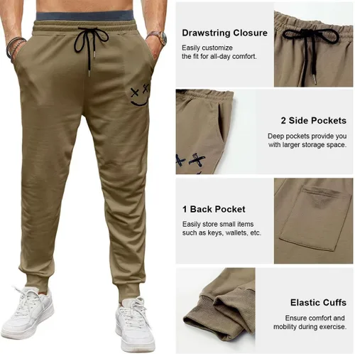 Miniatura 3 de Dokotoo Men Pantalones deportivos para hombre, ligeros, de algodón, con cordón en la cintura, pantalones de entrenamiento con bolsillos