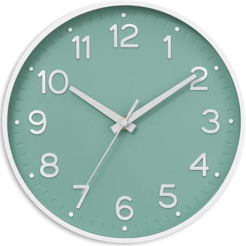 Miniatura 25 de Roymnie Reloj de pared verde, 10 pulgadas, silencioso, funciona con pilas, moderno reloj analógico sin tictac, decorativo para cocina, dormitorio