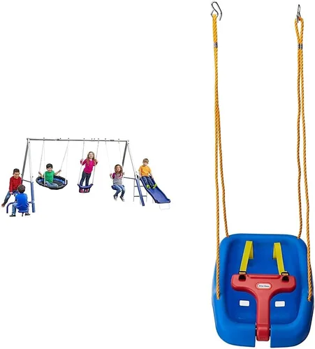 Miniatura 11 de XDP Recreation Free N' Swing - Juego de columpios, barras de mono, torre de escalada gris y Eezy Peezy - Diversión activa para interiores