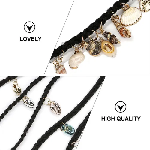 Miniatura 9 de HEALLILY Beavorty - 13 piezas de anillos para el cabello, colgantes de joyería con concha de océano, accesorios para el cabello, puños