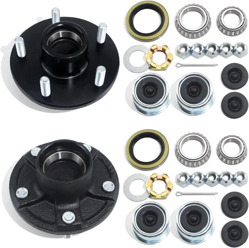2 juegos de kit de cubo de remolque 5 en 5 pulgadas para eje cónico de 3500 lbs de 1-1/16 pulgadas a 1-3/8 pulgadas, kit de eje de remolque de 5x5