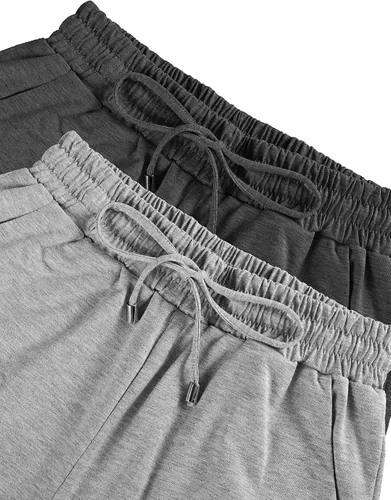 Miniatura 6 de Syhood Paquete de 2 pantalones deportivos capri para mujer, con cordón, pantalones capri casuales recortados con bolsillos