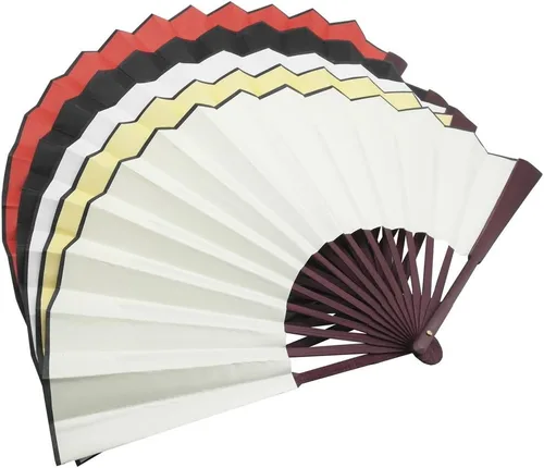 Miniatura 2 de TRENDBOX Ventilador plegable de mano tradicional chino de tela de nailon de 12 pulgadas, ventilador de mano para dibujo artístico, refrescante
