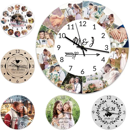 Miniatura 10 de Qingxily Reloj personalizado con imagen, relojes personalizados para paredes, reloj con foto personalizado, regalo para el día de San Valentín, día