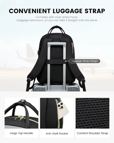 Miniatura 4 de LOVEVOOK Mochila para computadora portátil para mujer, mochila para trabajo de viaje, bolsa de computadora para enfermera, profesora, bolsa