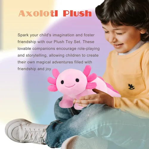 Miniatura 6 de Axolotl - Peluche suave y lindo de ajolote, muñecas de peluche Kawaii para niños, regalo para niñas y niños (verde)