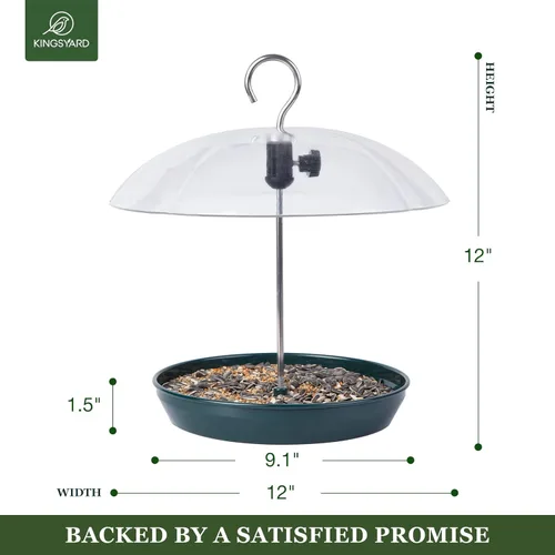 Miniatura 4 de Comedero para pájaros Kingsyard ajustable para colgar al aire libre, comedero de bandeja de metal con parte superior abombada, atrae pájaros azules