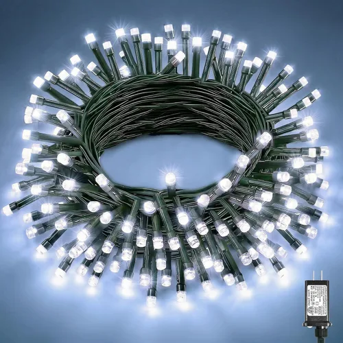 Miniatura 13 de 120 luces LED de Navidad de 40 pies para exteriores, guirnalda de luces de Navidad naranja impermeable, 8 modos de luces conectables para árbol