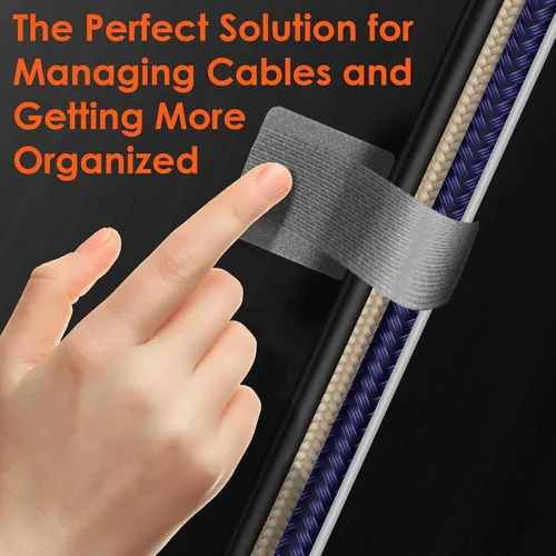 Miniatura 4 de Organizador de cables debajo del escritorio, organizadores de cables para cables, bridas de cable de gancho y bucle, correas de alambre adhesivas