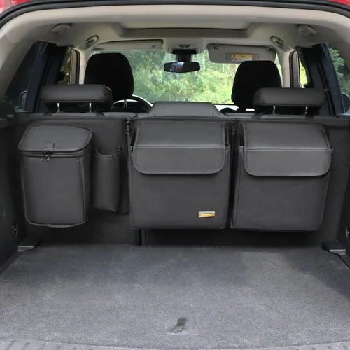 Organizador de maletero de automóvil de lujo, organizador colgante desmontable para asiento trasero, módulos de almacenamiento con enfriador