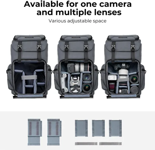 Miniatura 2 de Mochila para cámara K&F CONCEPT, con carcasa rígida, mochila para fotografía de gran capacidad con compartimento para laptop de 15.6" y soporte