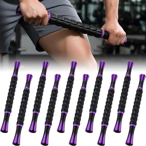 Soulchen Juego de 10 varillas de rodillo muscular, barra de masaje corporal que reduce el dolor muscular, tensión y calambres en las piernas para