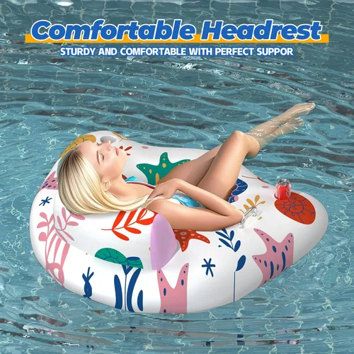 Miniatura 4 de CACSPS Flotadores inflables de piscina para adultos, sillas flotantes con portavasos, flotadores de piscina resistentes para diversión acuática
