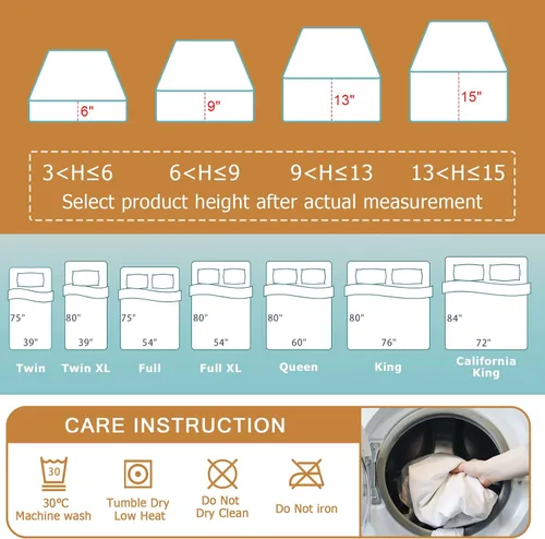 Miniatura 4 de Bedecor Funda protectora de colchón con cremallera Twin XL para colchón de 14"-15" de profundidad, completamente encapsulado a prueba de líquidos
