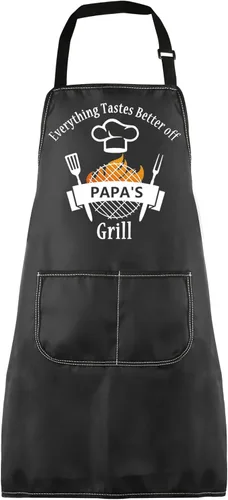 VAMSII Delantal de parrilla de Papa Everything Tastes Better Off Papa's Grill Delantal divertido regalo para amantes de la parrilla, delantal de chef