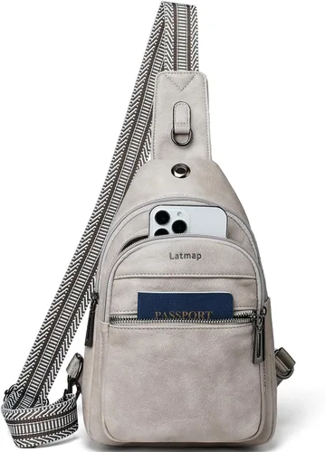 Sling Bag For Women Faux Leather Small Casual Daypack Backpack Fanny Pack Crossbody Chest Bags Purse