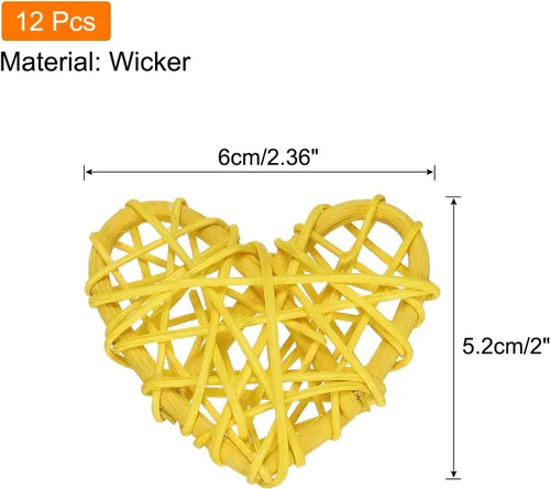 Miniatura 2 de MECCANIXITY 12 piezas de jarrón de ratán en forma de corazón de ratán natural para decoración del día de San Valentín, decoración del hogar, boda