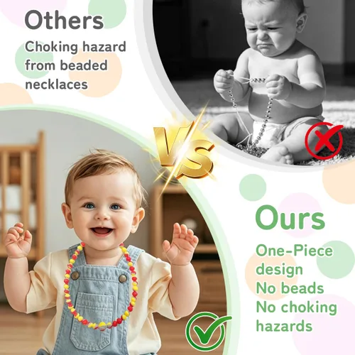 Miniatura 4 de Collar de dentición para bebé, juguetes para rechinar dientes, collar sensorial para masticar para niños, niñas, niños, adultos con autismo, TDAH