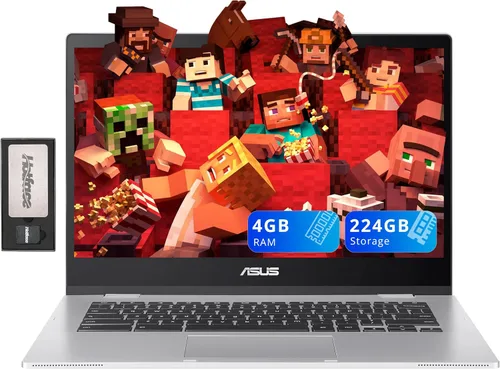 ASUS Chromebook CX1 - Laptop antirreflejos FHD de 14 pulgadas, Intel Celeron N4500, 4 GB de RAM, 224 GB de almacenamiento (64 GB eMMC+160 GB de