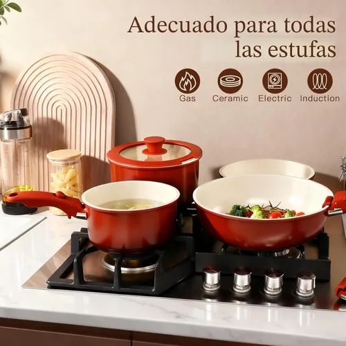 Miniatura 6 de GiPP Juego de 11 piezas de ollas y sartenes antiadherentes, juego de utensilios de cocina antiadherentes con mango desmontable, ollas de cerámica