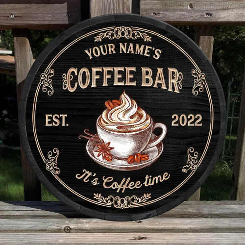 Miniatura 9 de Letrero de madera de barra de café personalizado, placa de pared para decoración de cocina, regalos personalizados para amantes del café, café 08