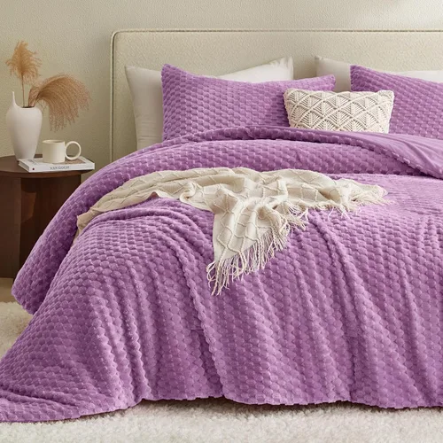 Miniatura 10 de Petrichor Juego de edredón esponjoso tamaño individual, edredón grueso de franela negra ultrasuave para cama Queen, juego de ropa de cama cálido