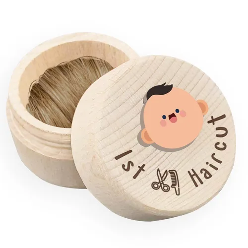 Miniatura 7 de Caja de recuerdo de bebé para el primer cabello, caja de madera para el primer cabello, lindo recuerdo de corte de pelo perdido, funda de pelo