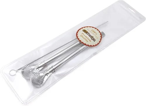 Miniatura 6 de Yerba Mate Bombilla Gourd - Pajitas de filtro para beber de acero inoxidable 18/8 de grado alimenticio 304, juego de 2 con cepillo de limpieza, 6.1