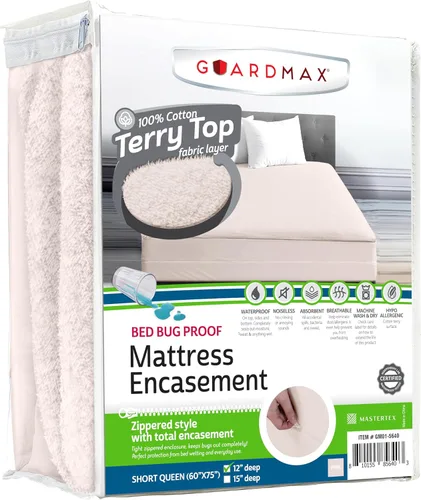 Miniatura 79 de Guardmax Funda de colchón Queen con cremallera, protector de colchón 100% impermeable, suave y absorbente de algodón de rizo superior para niños, 1