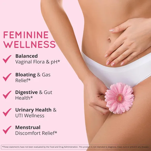 Miniatura 4 de Happy Healthy Hippie Probiótico vaginal para mujeres, equilibrio de pH, BV, olor + soporte urinario, 10 cepas probióticas, 10B UFC, arándano