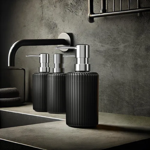 Miniatura 4 de Dispensador de jabón para baño, paquete de 2 dispensadores de jabón de manos de cocina, 12 onzas, dispensador de loción vacío de plástico negro mate