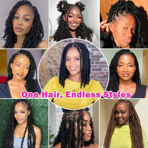 Miniatura 8 de Cabello afro elástico y trenzado de 30 pulgadas 2 paquetes, cabello preesponjado y trenzado elástico pre-estirado para extensiones de cabello suave
