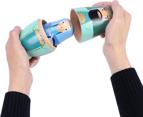 Miniatura 4 de Yoption 5 piezas de muñecas rusas anidadas, conjunto de muñecas Matryoshka de oso lindo hechas a mano en madera para regalo de cumpleaños de Navidad