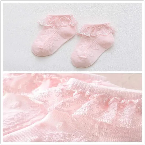Miniatura 3 de Juebm Infant Baby Girls Ruffle Socks Toddler Dress socks,Pack of 356 Baby Frilly Lace Ankle Socks