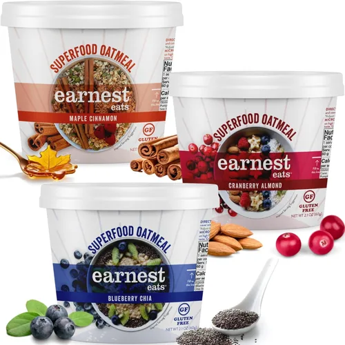 Miniatura 11 de Earnest Eats Superfood - Tazas de avena – Lino de almendras y arándanos – 0.27 oz de proteína vegetal, sin gluten, vegano, desayuno sobre la marcha
