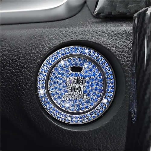 BELOMI Anillo decorativo para botón de arranque y parada del motor de automóvil, 2 unidades, calcomanías protectoras para botón de arranque con