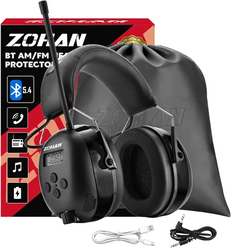 ZOHAN AM/FM Radio Headphone with Digital Display,Ear Protection Noise Reduction Earmuffs,Comfortable Hearing Protector