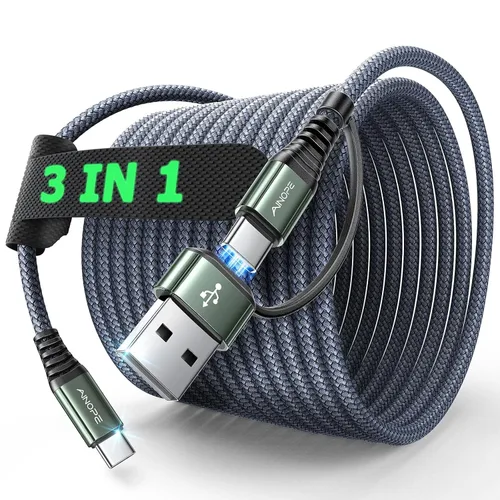 Miniatura 10 de Cable AINOPE USB C a USB C, Cable USB C de 1.8 m de Carga Rápida con Adaptador USB a USB C, Cable USB a USBC de 60W para iPhone 17 Pro Max Air, Negro