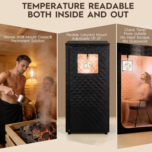 Miniatura 2 de Termómetro de sauna Fahrenheit e higrómetro 2 en 1, cordón mejorado montado para caja de sauna de vapor portátil para sauna de vapor, sauna