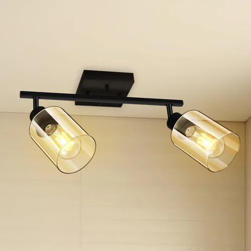 Miniatura 9 de Accesorios de iluminación de riel de techo para cocina, luces de pared negras de 2 luces, iluminación LED moderna con pantalla de vidrio, cabezal