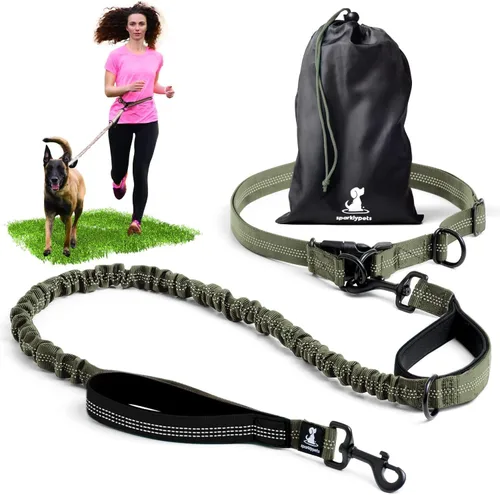 Miniatura 33 de SparklyPets Double Bungee Waist 2 Dog Leash with Back Brace – Dual Dog Leash for Medium/Large Breeds – Running Belt Fanny Pack with Phone, Waste
