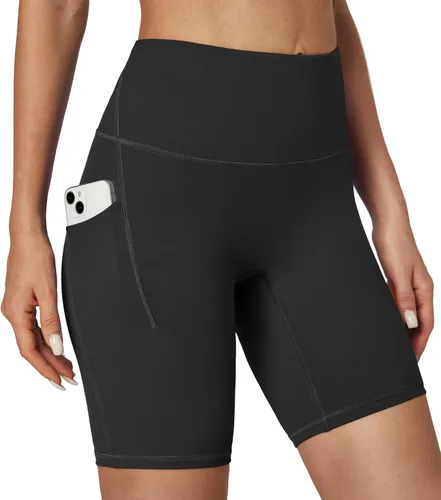 IUGA Pantalones cortos de ciclismo para mujer, control de abdomen, 8 pulgadas, para entrenamiento, gimnasio, cintura alta, correr, yoga, compresión,