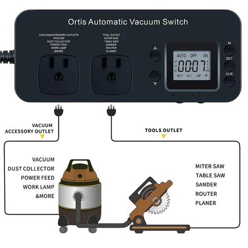 Miniatura 3 de Interruptor automático para aspiradoras para herramientas eléctricas, Ortis Control de Polvo Autoswitch Retrasa la Conexión/Desconexión