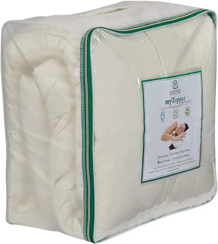 Miniatura 4 de Sleep & Beyond My Topper - Cubrecolchón de lana, funda de percal de algodón cómodo para todo el año, respetuoso con la naturaleza, lavable