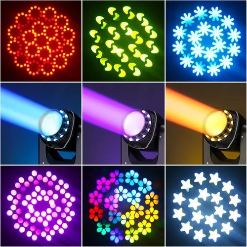 Miniatura 2 de U`King Foco LED de 108W con cabezal móvil y prisma giratorio de 18 facetas, luces de escenario para DJ con 10 gobos y haz de luz de 8