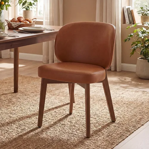 Miniatura 13 de YOUNIKE Silla de comedor con respaldo alto, silla única de cocina estilo moderno de mediados de siglo, silla acentuada sin brazos de tela bouclé